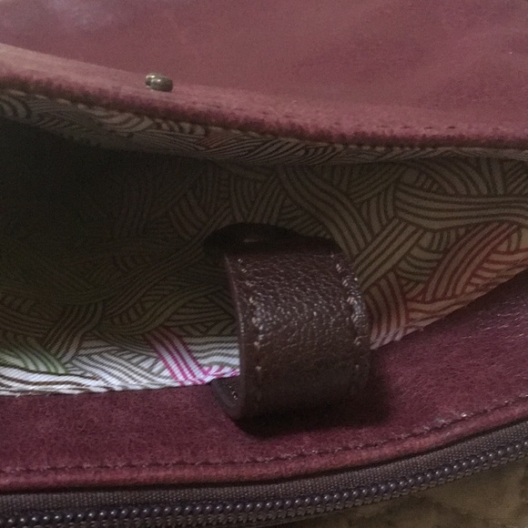 The Sak Pax Feather Design Burgundy Leather Crossbody Bag - Picture 7 of 16